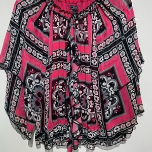 Lisa International Women's Multicolor Floral Chiffon Long Sleeve Blouse Small